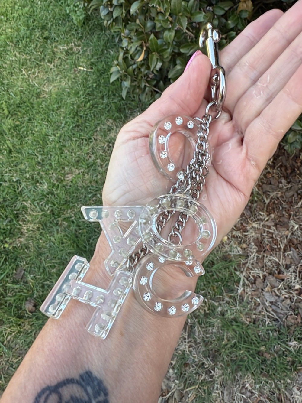 Coach Silver Pave Swarovski Crystals Letters Charm Rare EUC